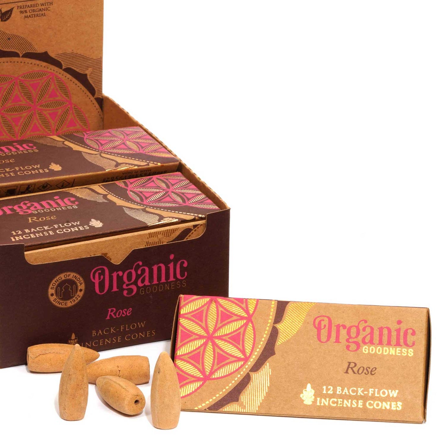 Organic Goodness Backflow Cones - Rose