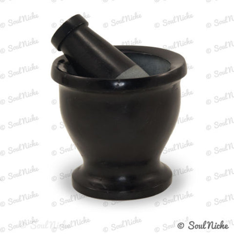 Black Soapstone Mortar & Pestle 3"