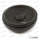 **IMPERFECT FLAWED DISCOUNTED** Black Soapstone Floral Charcoal Incense Burner 689B