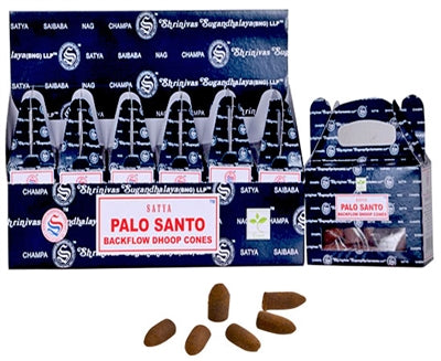 Satya Backflow Incense Cones - Palo Santo (1 Box/24 Cones)
