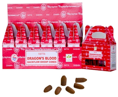 Satya Backflow Incense Cones - Dragon's Blood (1 Box/24 Cones)