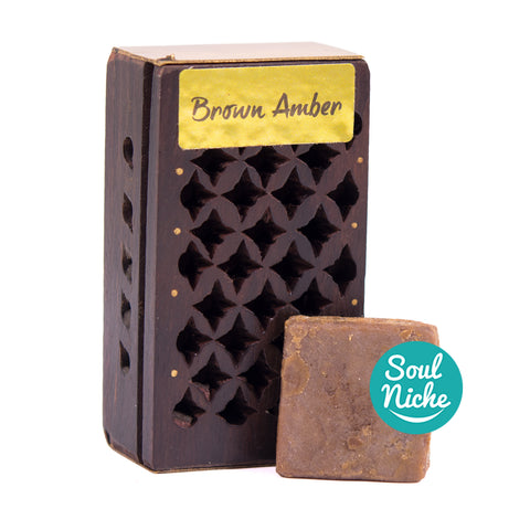 Brown Amber Resin - Solid Amber Perfume Incense Rosewood Box