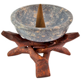 Stone Charcoal Incense Burner w/Stand 4"