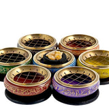 Chakra Brass Screen Charcoal Incense Burner w/ Wooden Coaster 3"
