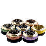 Chakra Brass Screen Charcoal Incense Burner w/ Wooden Coaster 3"