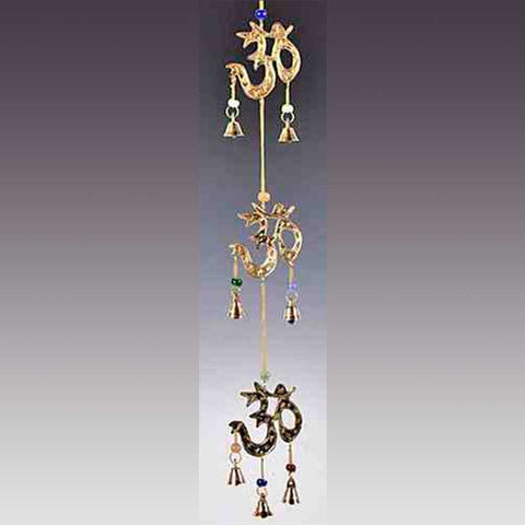 3-Om Brass Wind Chime 22" L