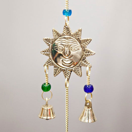 Triple Sun Brass Wind Chime with Beads