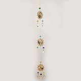 Triple Sun Brass Wind Chime with Beads