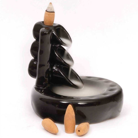 Ceramic Backflow Incense Cone Burner - Bamboo