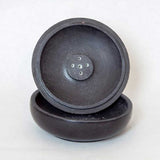 Black Floral Soapstone Charcoal Incense Burner Bowl (B) 4"