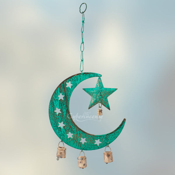 Celestial Sun Moon Star Patina Windchime