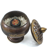 Tibetan Om Mani Charcoal Incense Burner 4.25"