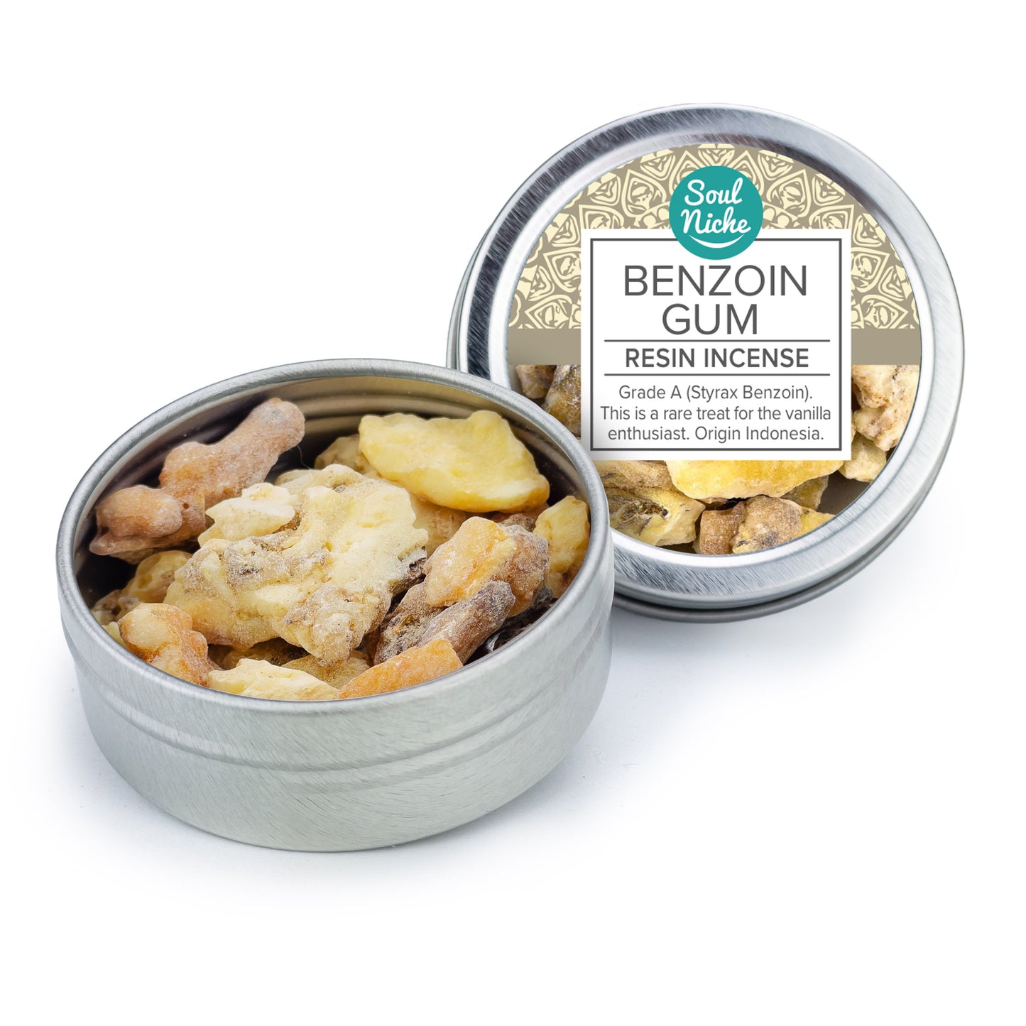 Benzoin Gum Tears Resin Incense (Styrax Benzoin) Tin - Grade A