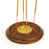 Wooden Round Carved Incense Burner (sticks & cones)