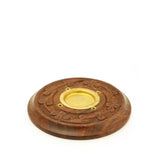 Wooden Round Carved Incense Burner (sticks & cones)