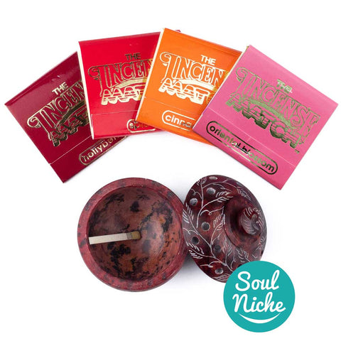 Indian Summer Set of 4 Incense Matches w/ Burner