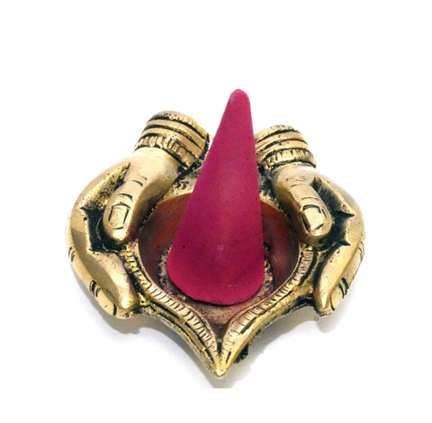 Brass Diya Oil and Cone Incense Burner