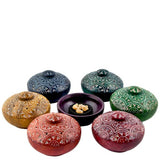 Small Chakra Color Soapstone Charcoal Incense Burner Bowl w/ Lid