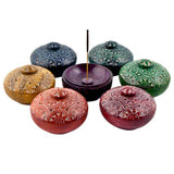 Small Chakra Color Soapstone Charcoal Incense Burner Bowl w/ Lid