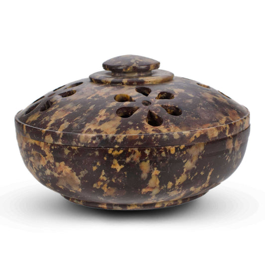 Soapstone Charcoal Incense Burner Bowl w/ Lid 4"
