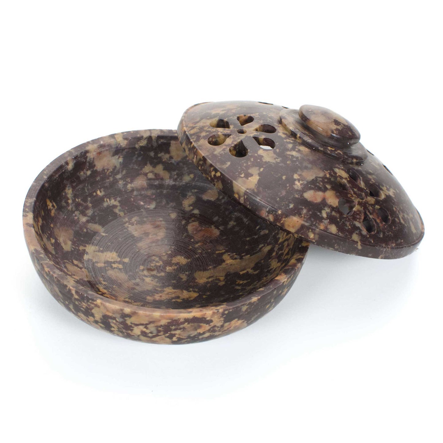 Soapstone Charcoal Incense Burner Bowl w/ Lid 4"