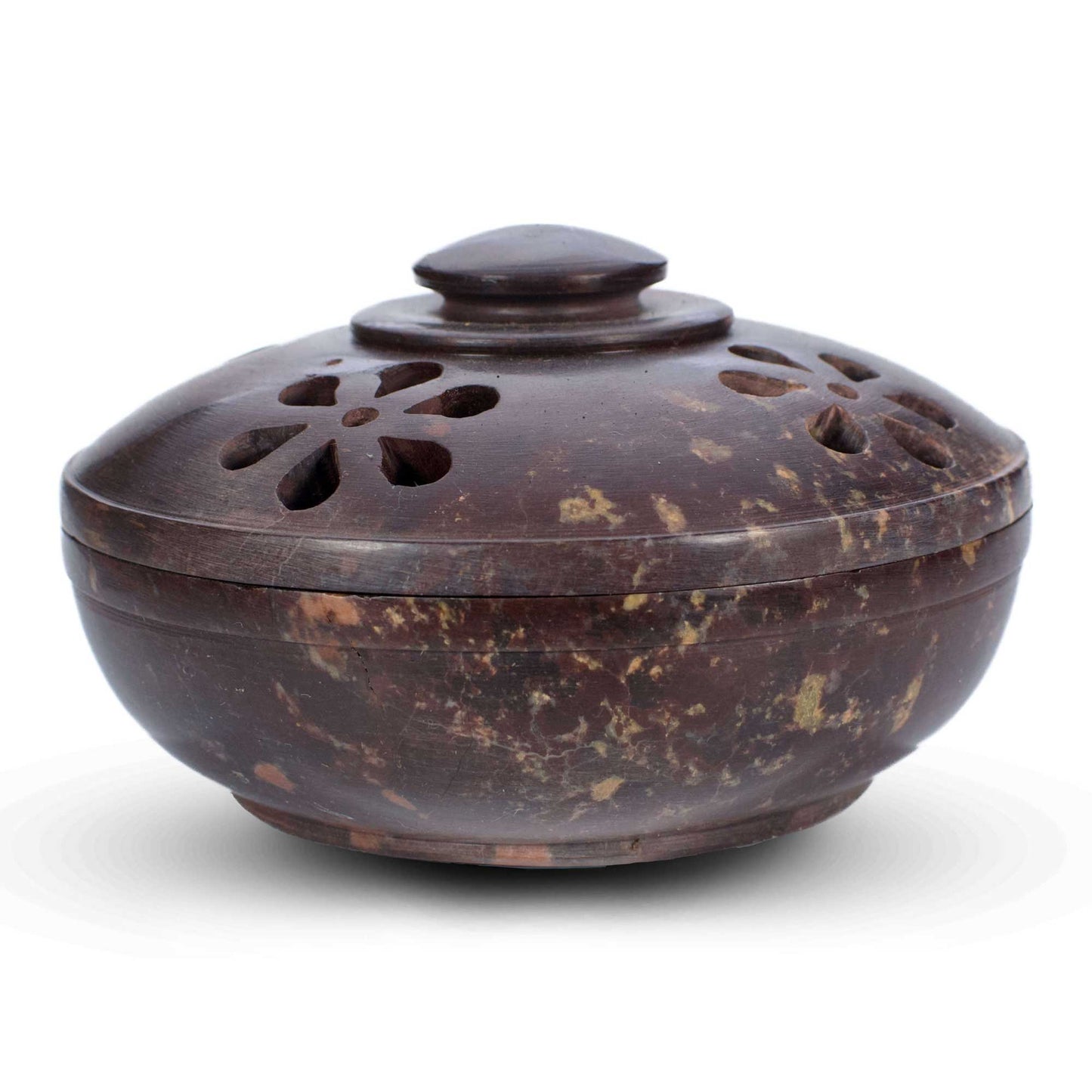 Soapstone Charcoal Incense Burner Bowl w/ Lid 4"