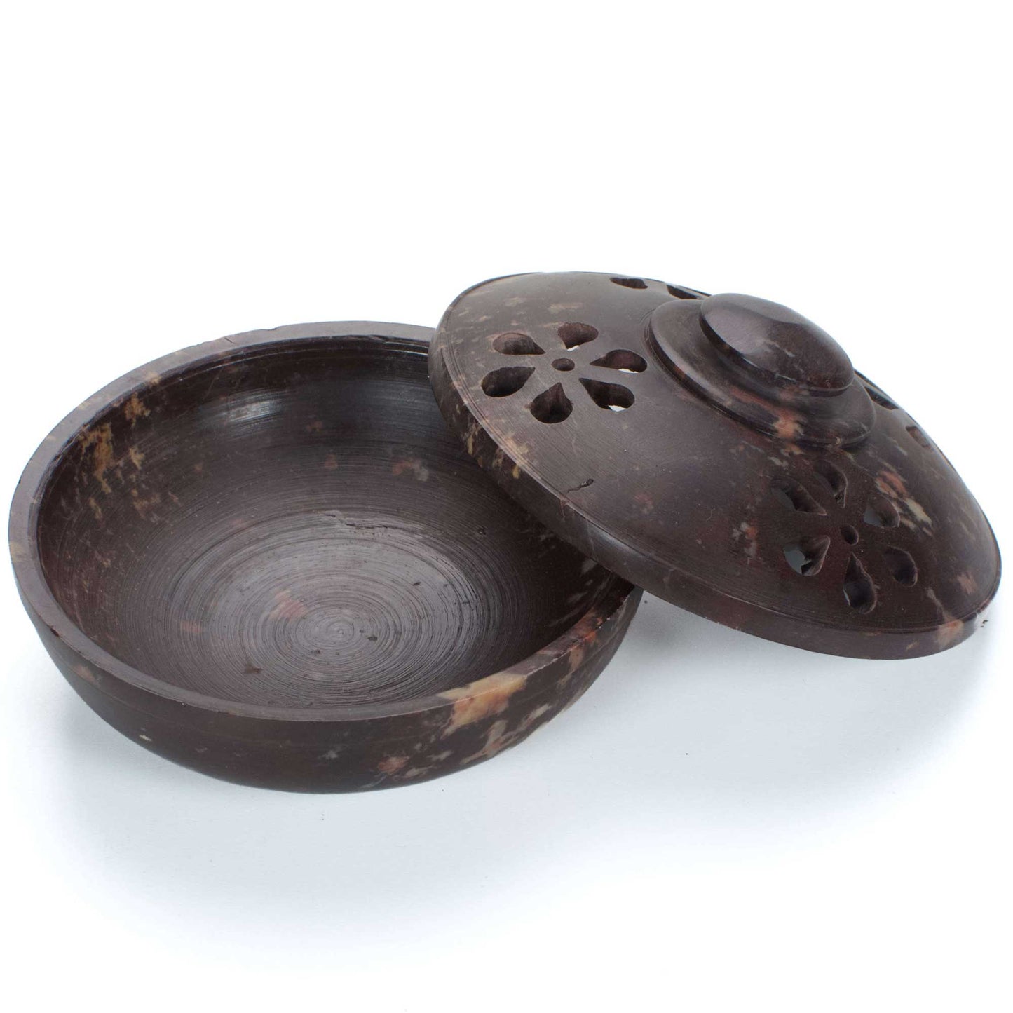 Soapstone Charcoal Incense Burner Bowl w/ Lid 4"