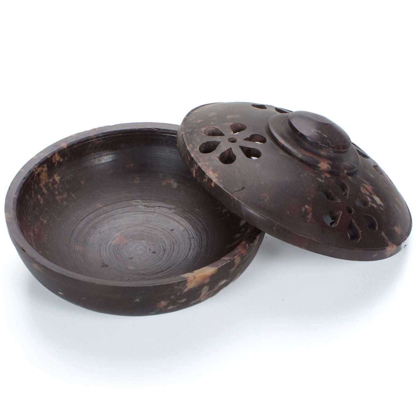 Soapstone Charcoal Incense Burner Bowl w/ Lid 4"
