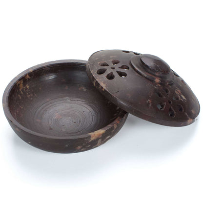 Soapstone Charcoal Incense Burner Bowl w/ Lid 4"