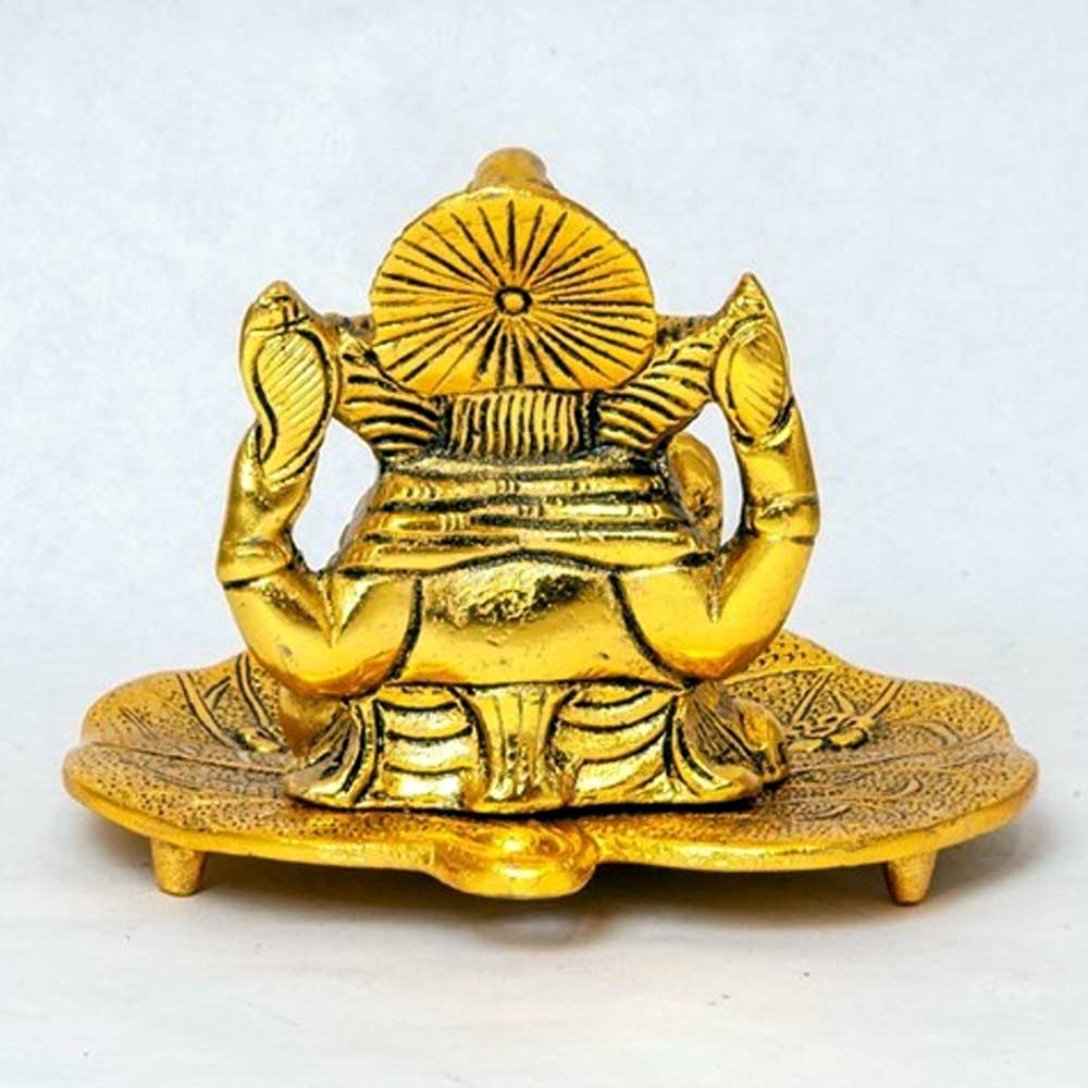 Gold Ganesh Leaf Cone Incense Burner 6.5"