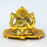 Gold Ganesh Leaf Cone Incense Burner 6.5"
