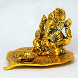 Gold Ganesh Leaf Cone Incense Burner 6.5"
