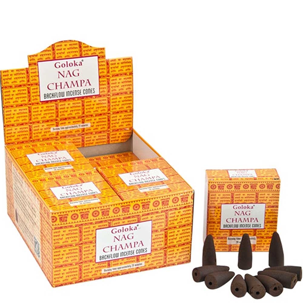 Goloka Backflow Incense Cones - Nag Champa