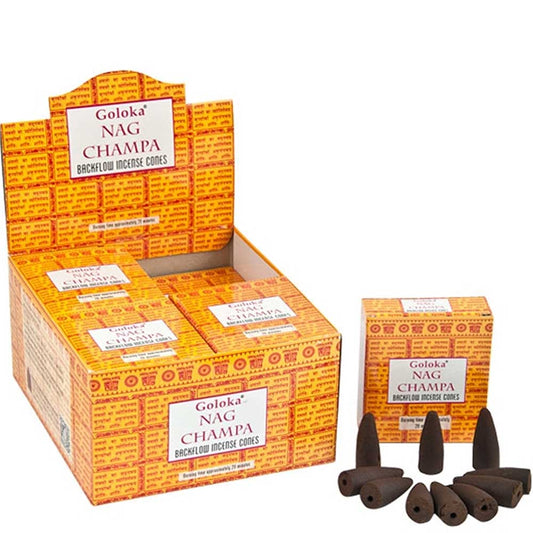 Goloka Backflow Incense Cones - Nag Champa