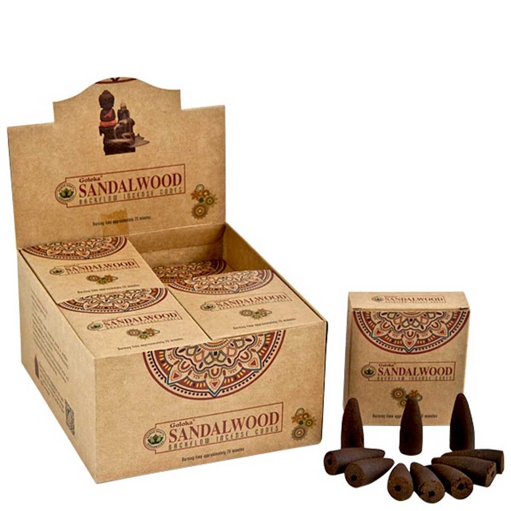 Goloka Backflow Incense Cones - Sandalwood Organica