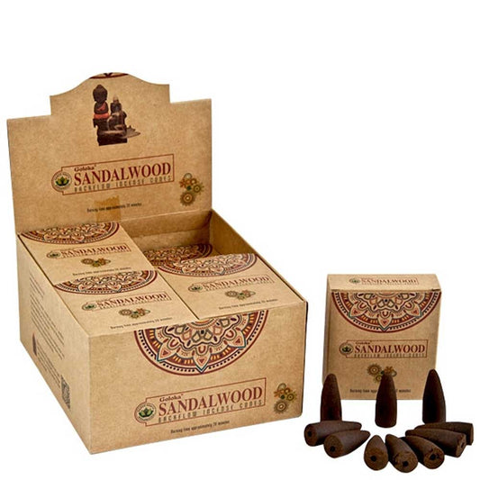 Goloka Backflow Incense Cones - Sandalwood Organica