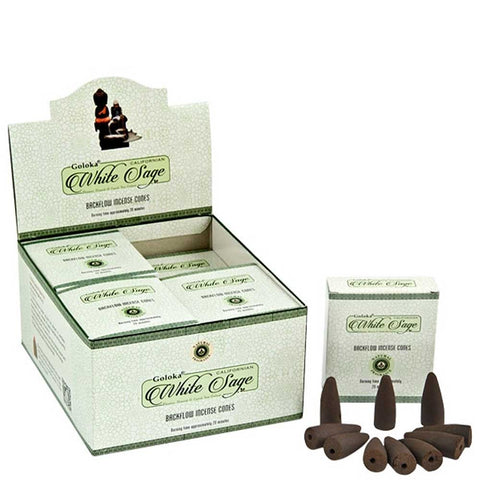 Goloka Backflow Incense Cones - White Sage