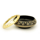 Low Base Black Brass Charcoal Incense Burner w/ Wooden Coast (2.75" Medium)