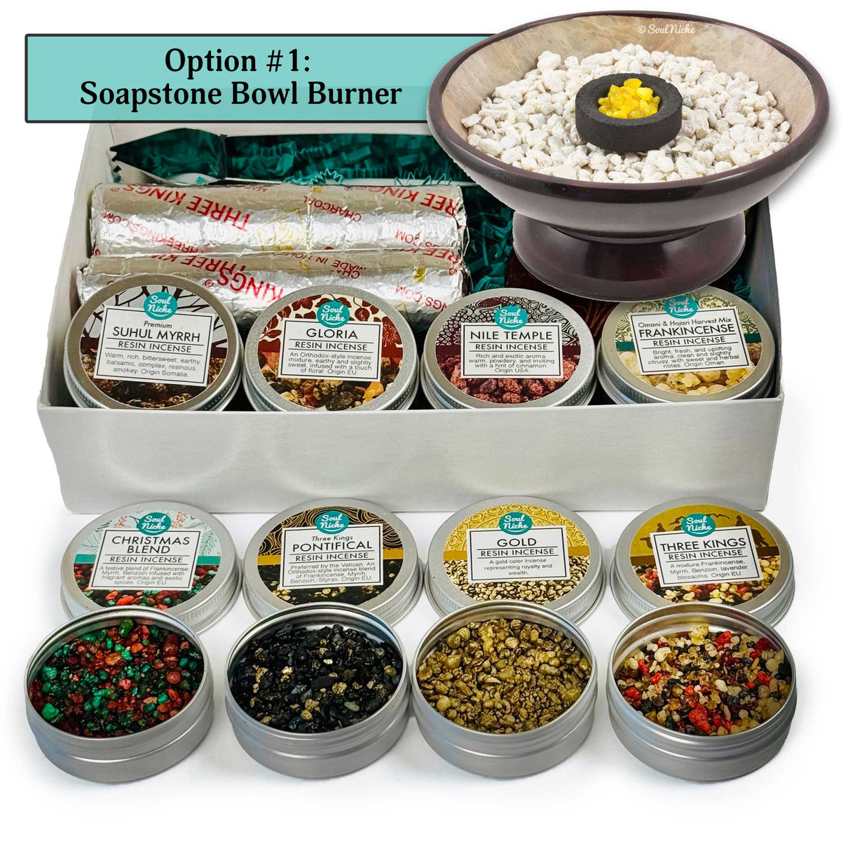 Religious Temple Incense Resin Sampler Variety Kit Gift Set - 8 Pack