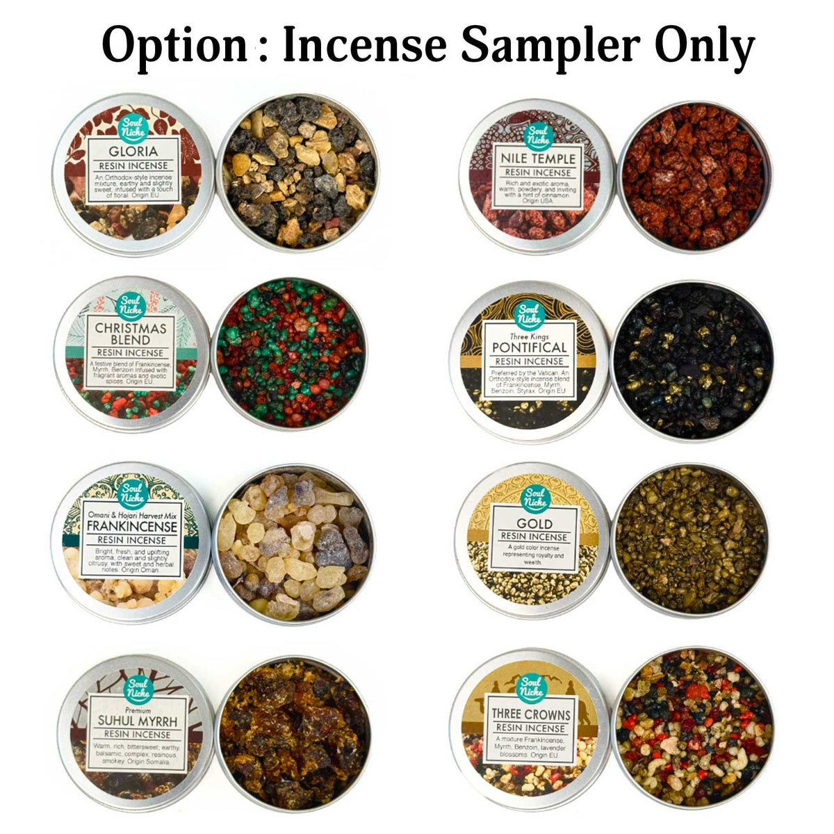 Religious Temple Incense Resin Sampler Variety Kit Gift Set - 8 Pack