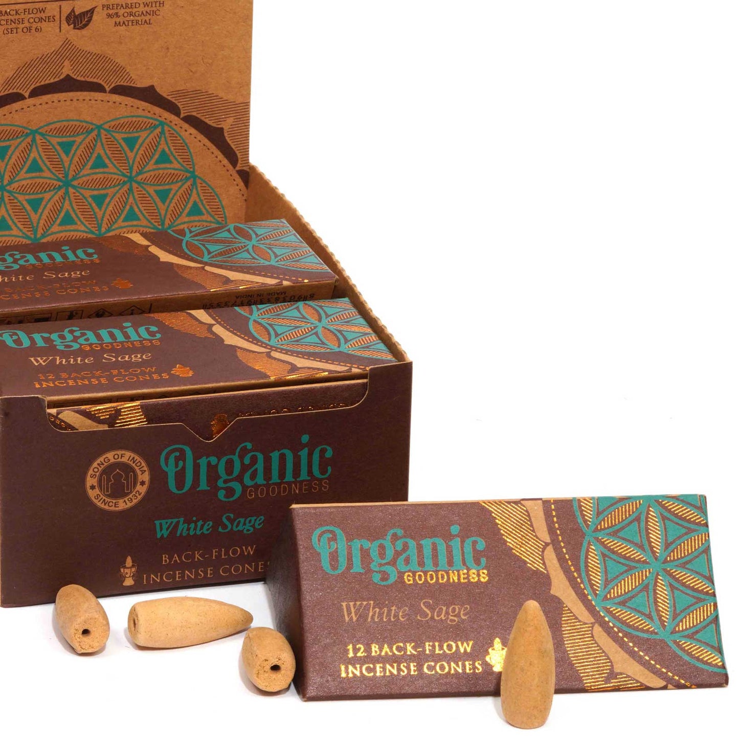 Organic Goodness Backflow Cones - White Sage
