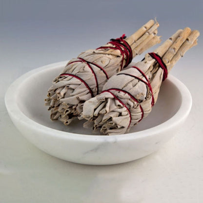 White Marble Bowl Charcoal Incense Burner 5"