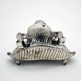 Silver Ganesh Leaf Cone Incense Burner 3"