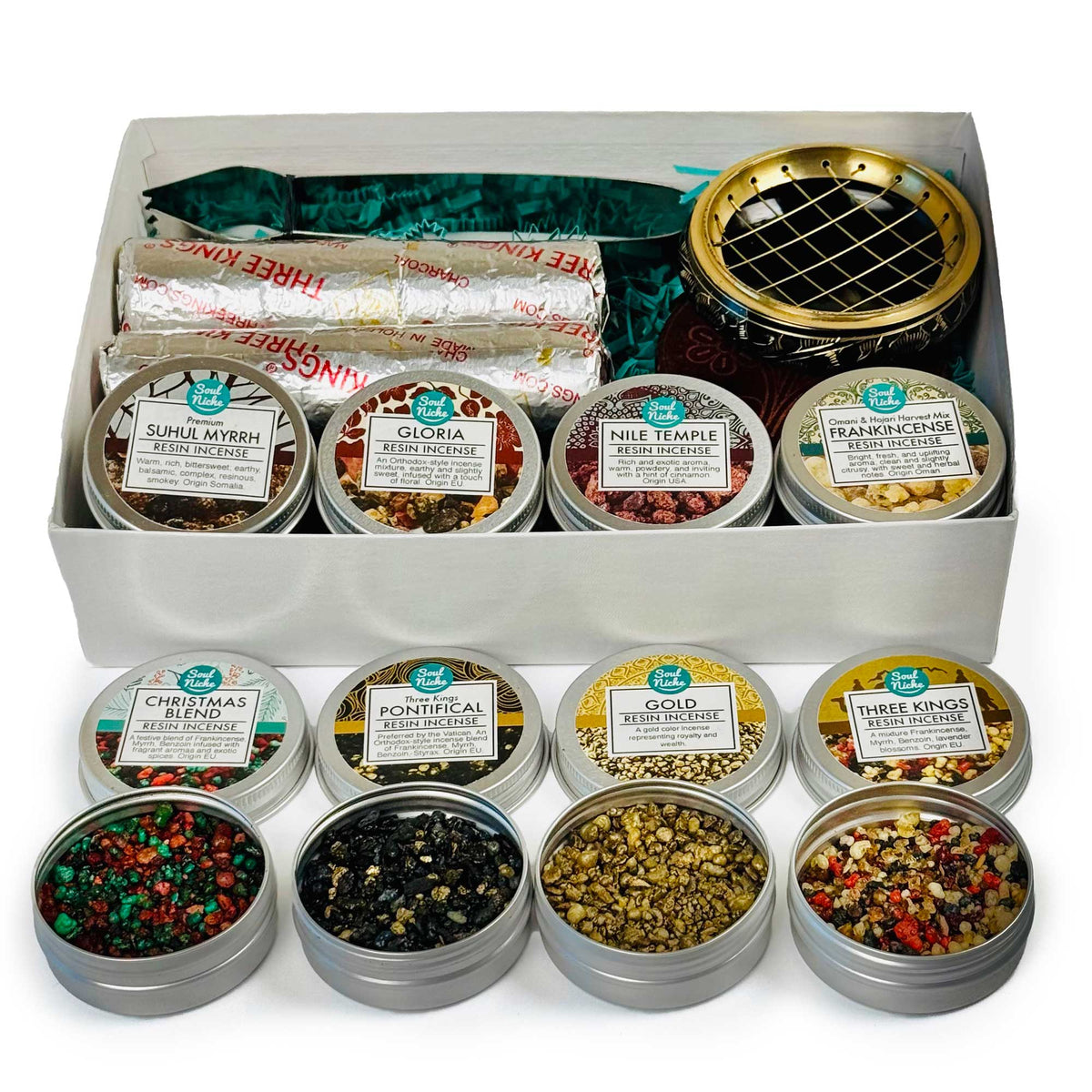 Religious Temple Incense Resin Sampler Variety Kit Gift Set - 8 Pack