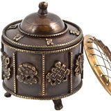 Tibetan Mantra Copper and Brass Screen Charcoal Incense Burner 4"