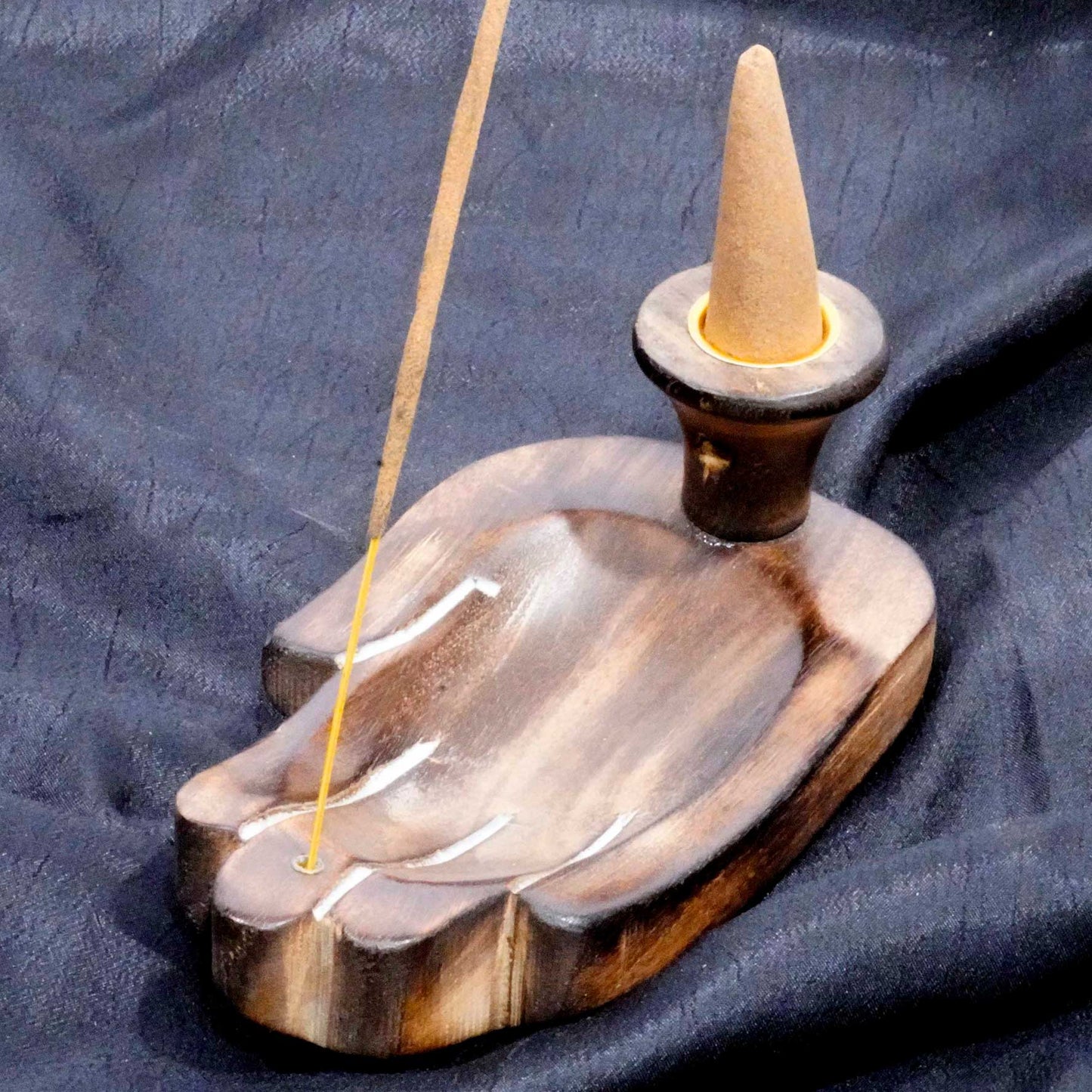 Wood Backflow Incense Cone Burner - Hand