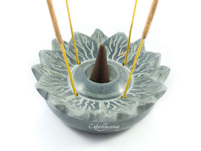 Lotus Soapstone Cone Incense Burner