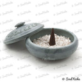 **IMPERFECT FLAWED DISCOUNTED** Green Soapstone Charcoal Incense Burner 503