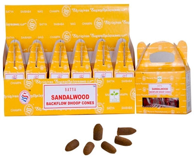 Satya Backflow Incense Cones - Sandalwood (1 Box/24 Cones)