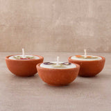 Auroshikha Terra Cotta Candle Set w/ Dried Flowers (Unscented) - Set of 3